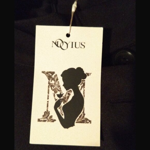 Mooyius Black High-Neck Asymmetric Belted A-Line Dress - Picture 10 of 11